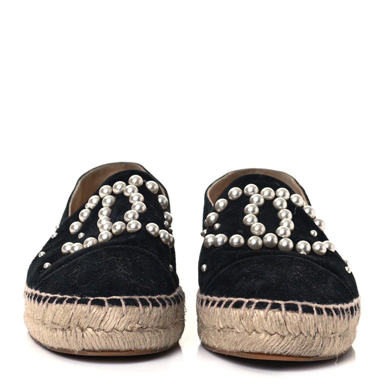 Chanel Suede Pearl CC Espadrilles 36 Black 2 of 9