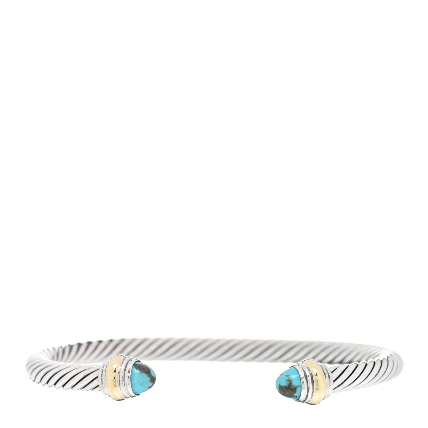 Sterling Silver 14K Yellow Gold Turquoise 5mm Cable Classics Bracelet