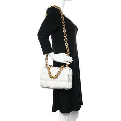 Bottega Veneta Lambskin Maxi Intreccio Padded Chain Cassette Crossbody Bag White 2 of 10
