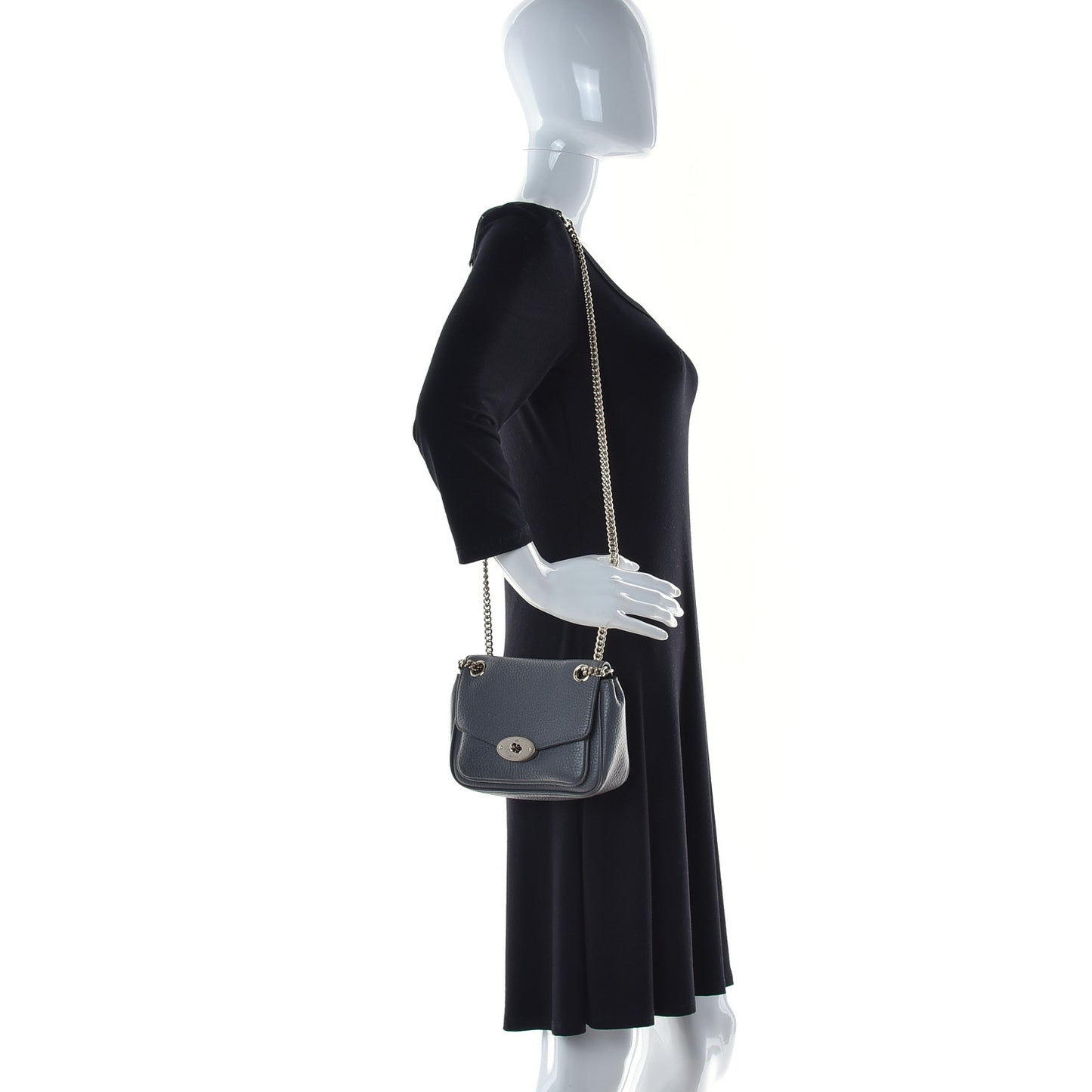 Heavy Grained Calfskin Mini Darley Satchel Charcoal