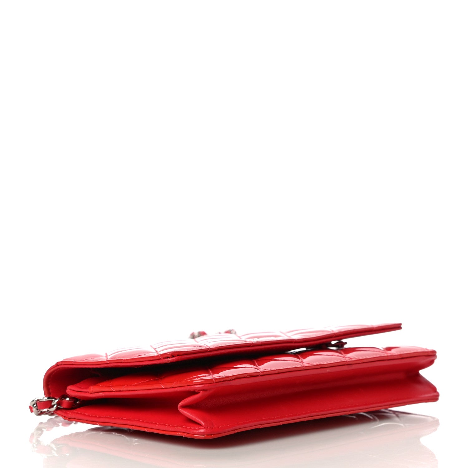 Chanel Patent Quilted Wallet On Chain WOC Red 4 of 17