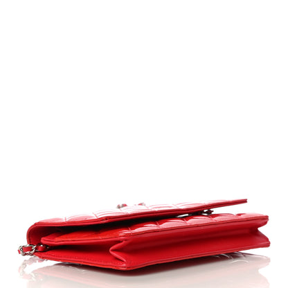 Chanel Patent Quilted Wallet On Chain WOC Red 4 of 17