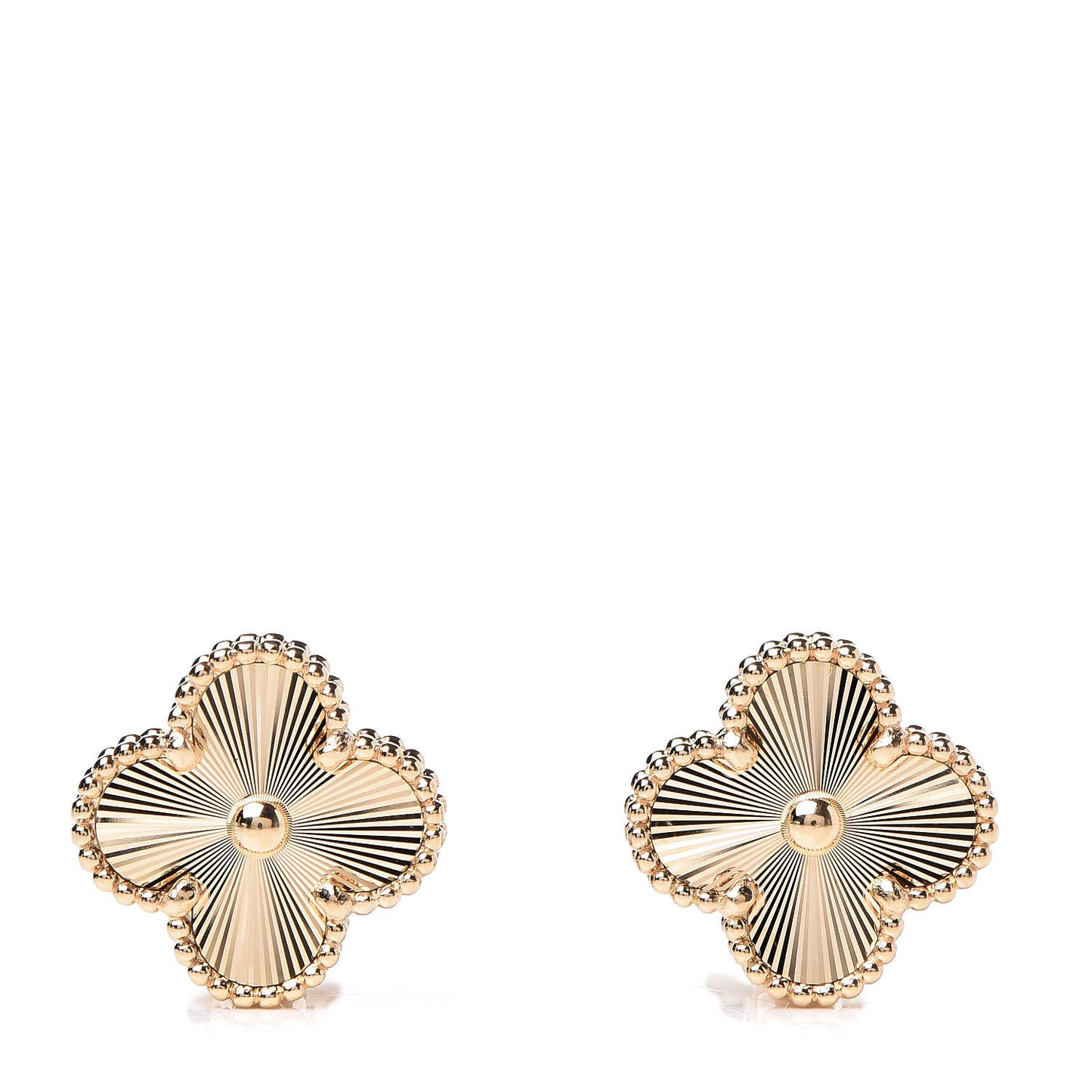18K Yellow Gold Guilloche Vintage Alhambra Earrings