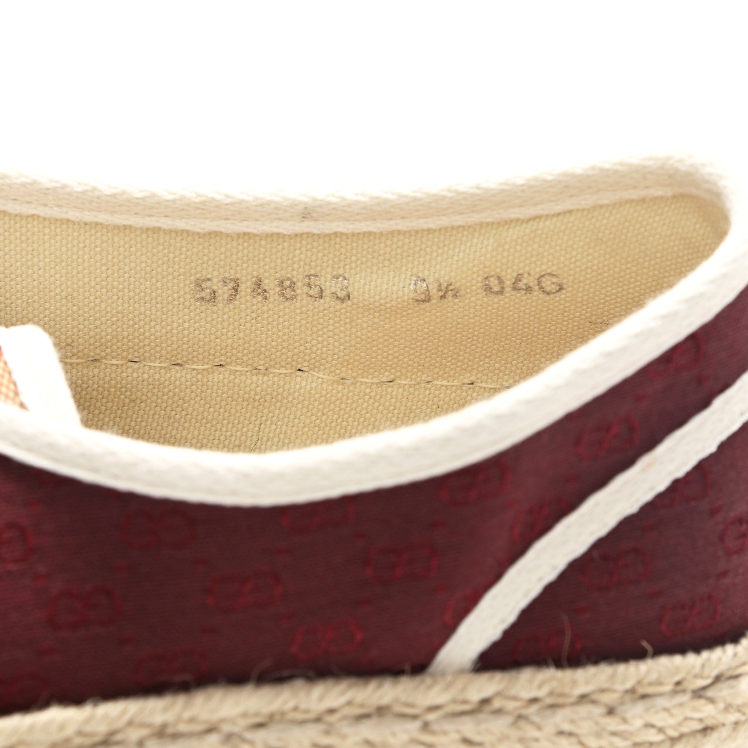 Gucci Jacquard Mini GG Monogram Mens Espadrille Sneakers 9.5 Burgundy Brick Red 7 of 9