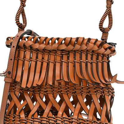 Loewe Calfskin Fringe Woven Small Bucket Bag Tan 7 of 9