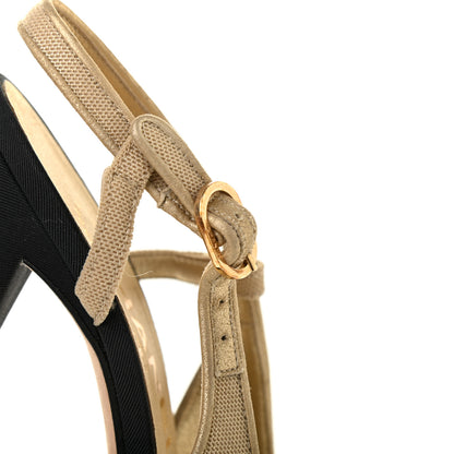 Chanel Grosgrain Cap Toe CC Slingback Pumps 38.5 Black Gold 13 of 18