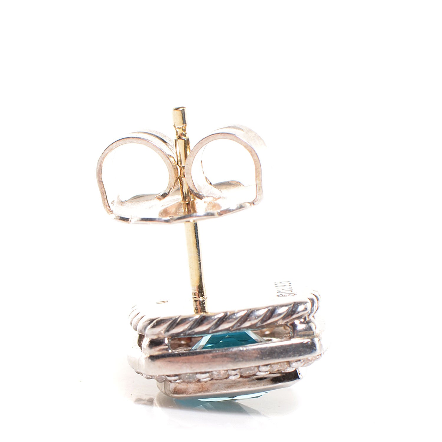 David Yurman Sterling Silver Diamond Blue Topaz 7mm Petite Albion Earrings 3 of 5