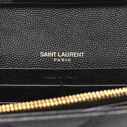 Saint Laurent Grain De Poudre Matelasse Chevron Monogram Chain Wallet Black 6 of 11