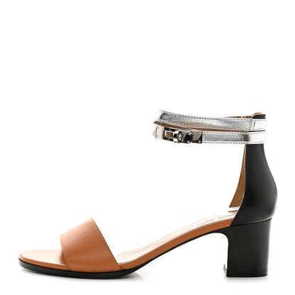Hermes Box Calfskin Metallic Calfskin Manege Sandals 38 Muticolor Naturel 1 of 9