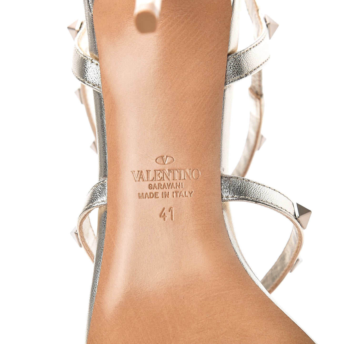 Metallic Nappa Rockstud Gladiator 70mm Sandals 41 Skin