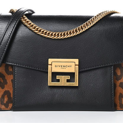 Givenchy Calfskin Suede Leopard Print Small GV3 Shoulder Bag Black Chestnut 7 of 13
