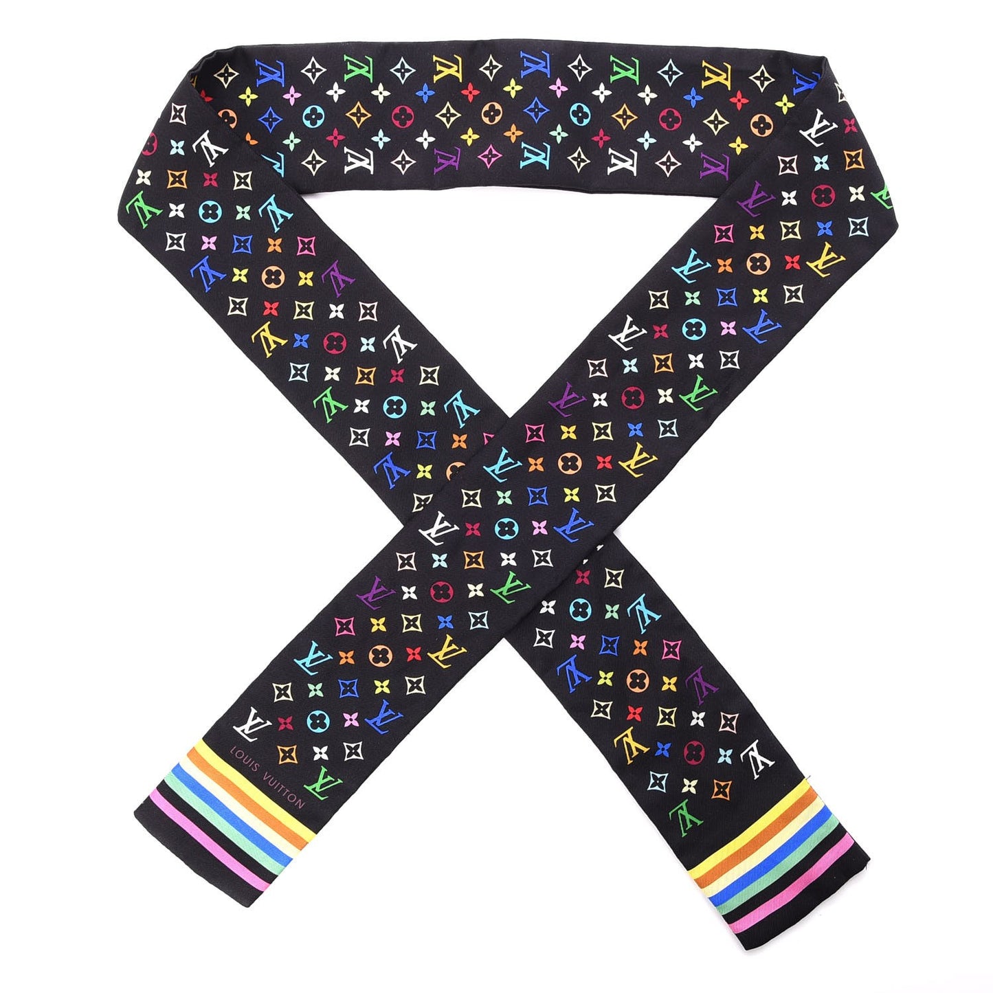 Silk Monogram Multicolor Bandeau Black