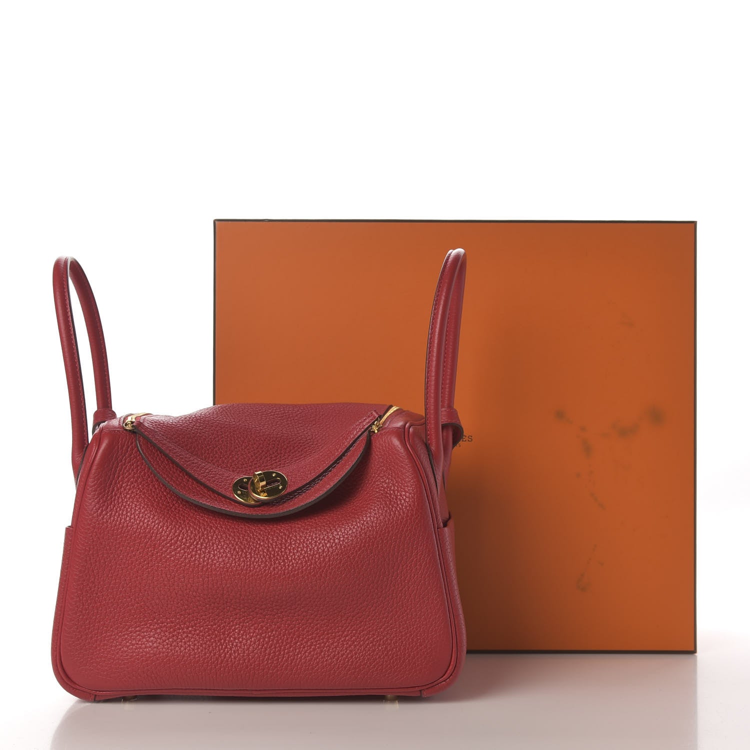 Hermes Taurillon Clemence Lindy 26 Rouge Casaque 10 of 10
