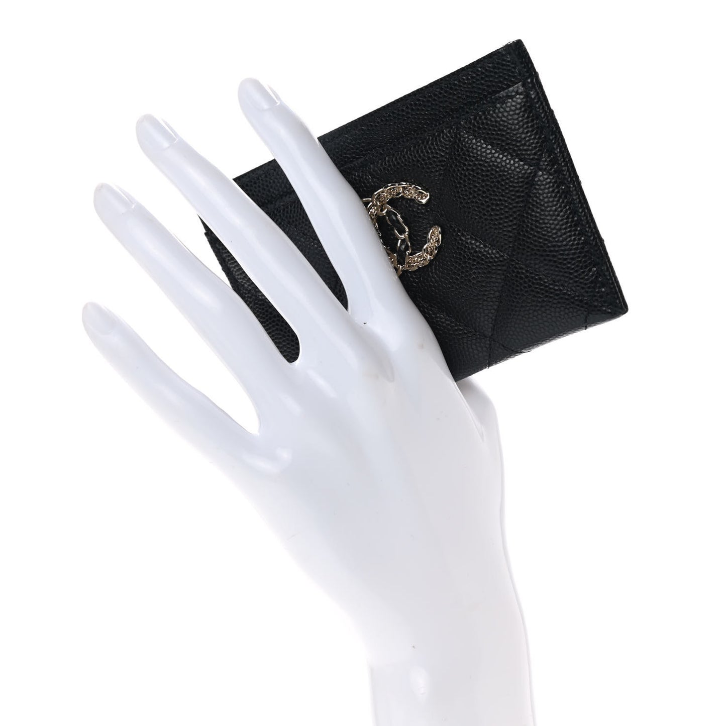 Caviar Quilted French New Wave Card Holder Black