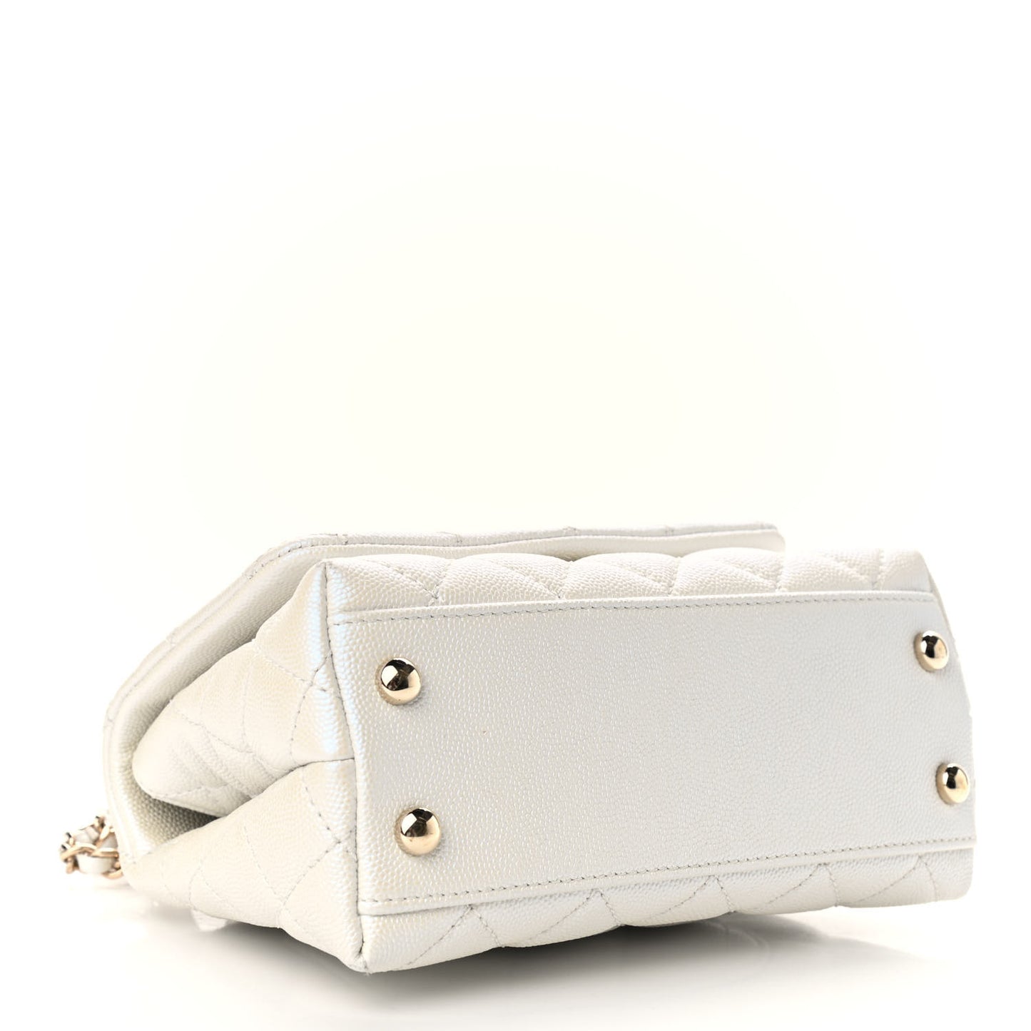 Iridescent Caviar Quilted Extra Mini Coco Handle Flap Ivory