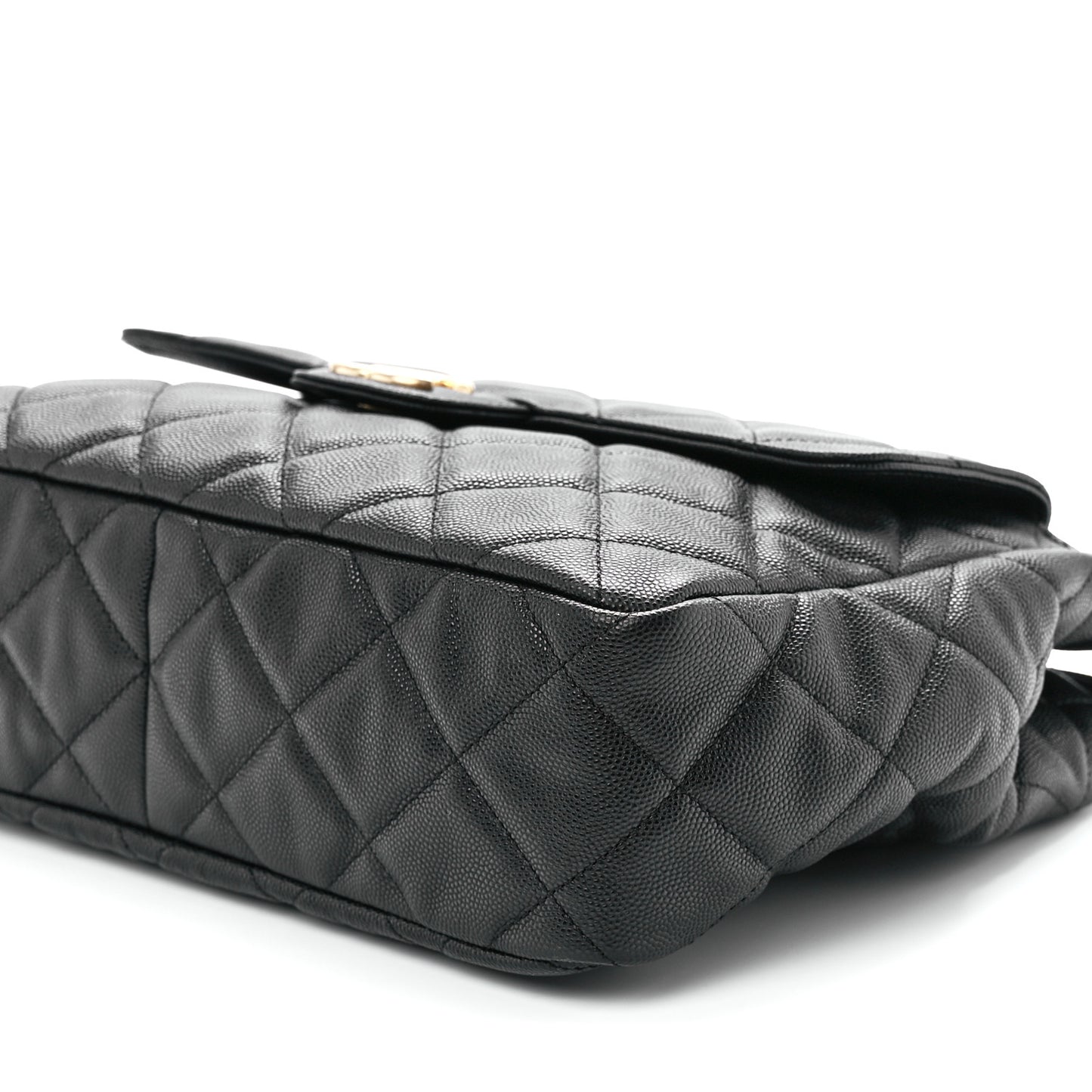 Caviar Quilted Large Wavy CC Hobo Black