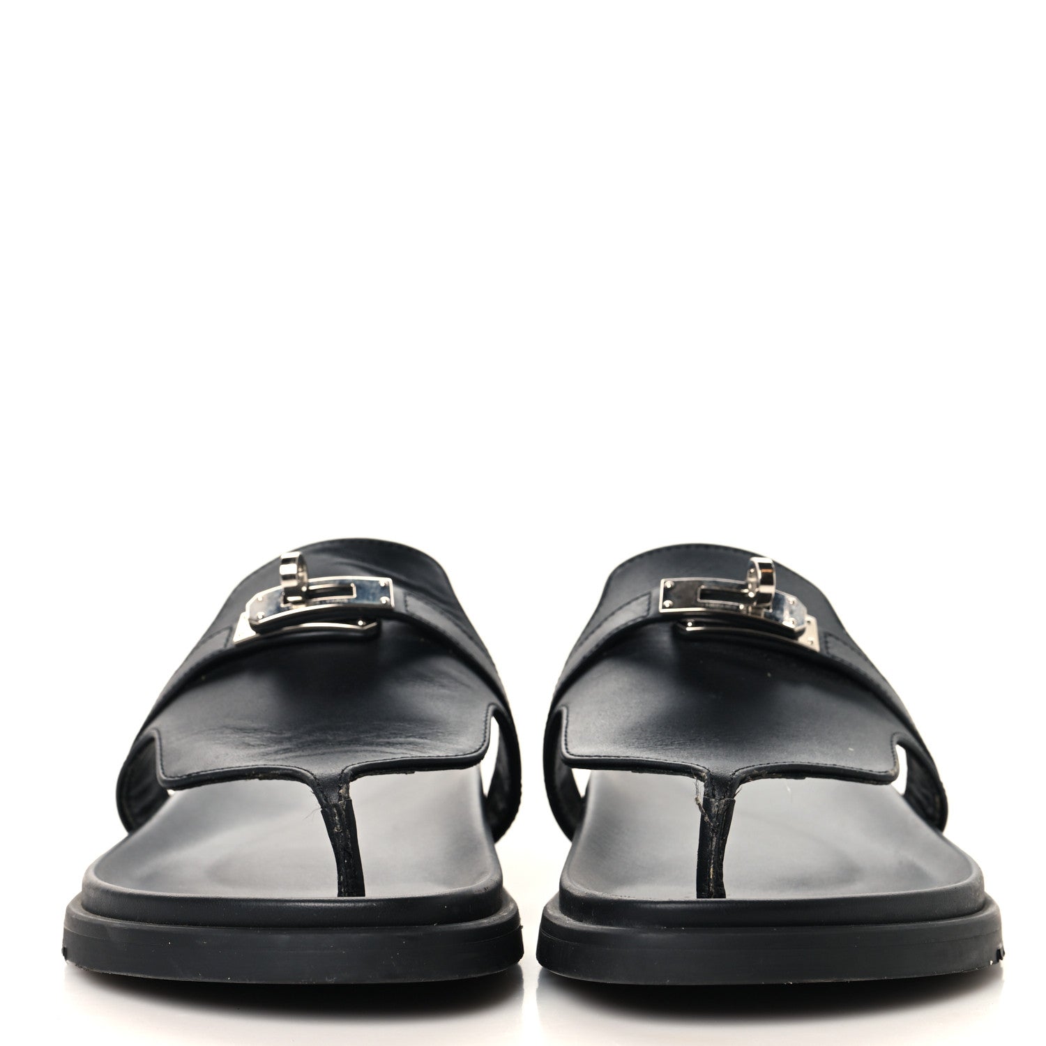 Hermes Calfskin Womens Empire Sandals 37.5 Black 3 of 10