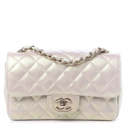 Chanel Iridescent Lambskin Quilted Mini Rectangular Flap Ivory 1 of 11
