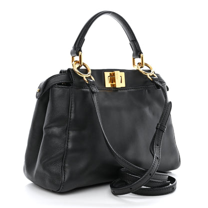 Fendi Nappa Mini Peekaboo Iconic Satchel Black 3 of 12