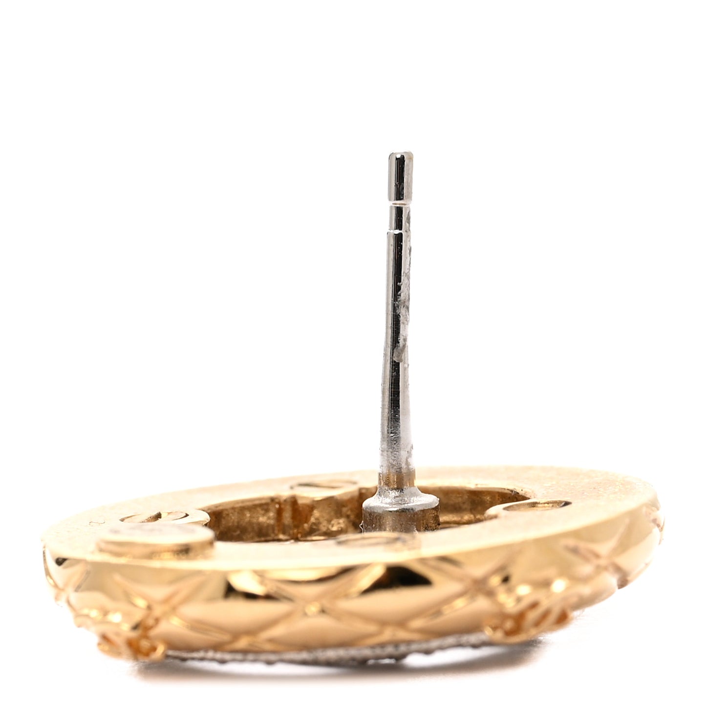 Crystal CC Round Earrings Gold
