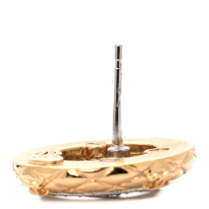 Chanel Crystal CC Round Earrings Gold 5 of 6