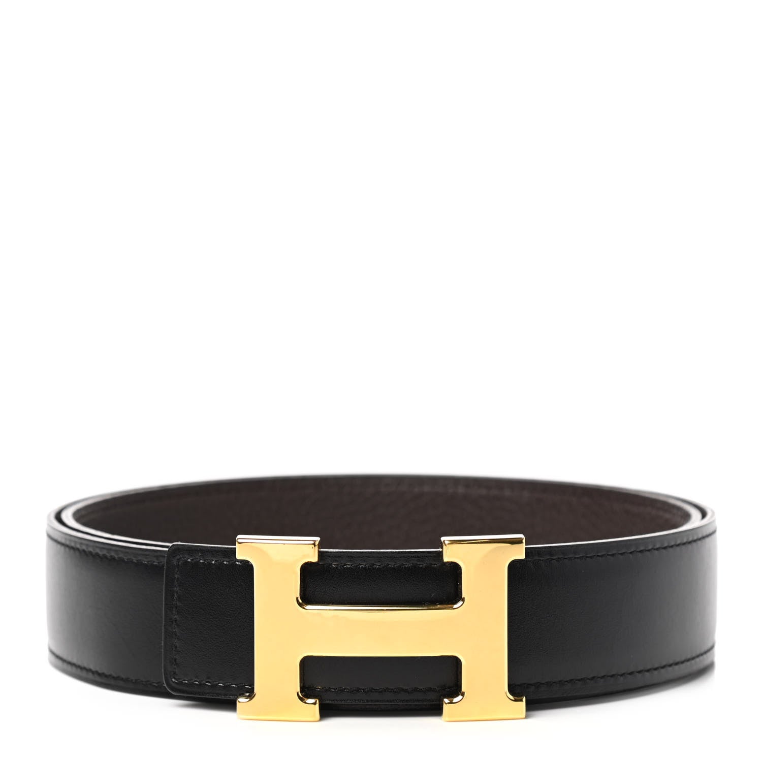Hermes Box Togo 32mm Constance H Belt 85 Black Chocolate 1 of 5
