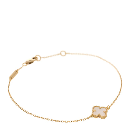 Van Cleef & Arpels 18K Yellow Gold Mother of Pearl Sweet Alhambra Bracelet 1 of 3