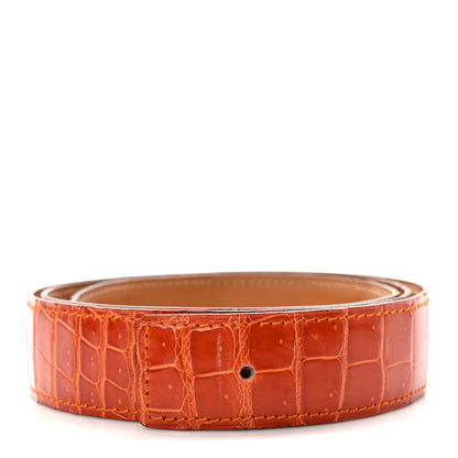 Hermes Shiny Porosus Crocodile 32mm Belt Strap 85 34 Geranium 1 of 4