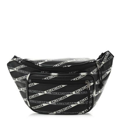 Balenciaga Smooth Calfskin Losange Monogram Explorer Belt Bag Black Grey 1 of 10