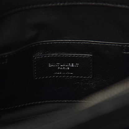 Saint Laurent Calfskin Mixed Matelasse Triquilt Large Monogram Satchel Black 8 of 11