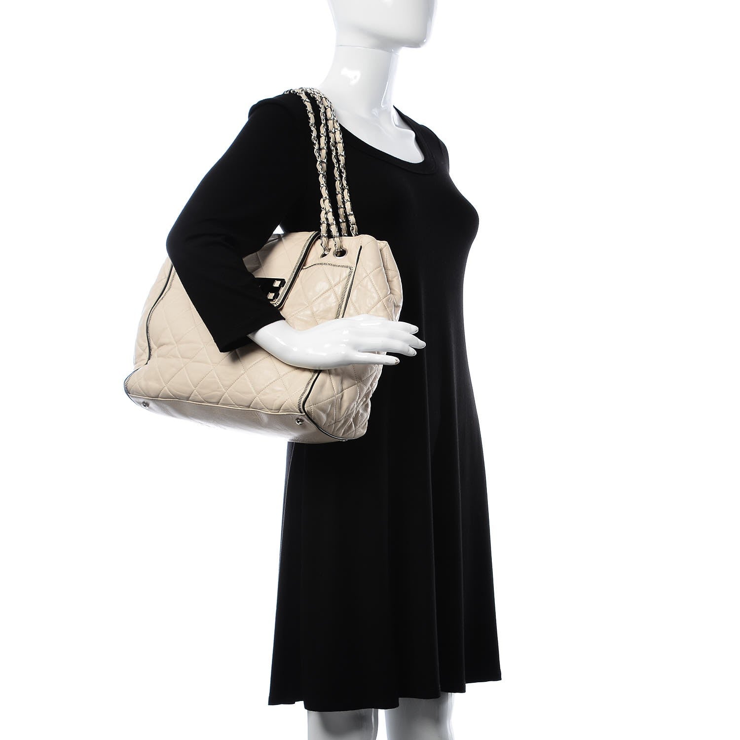 Chanel Lambskin Quilted East West Tote Beige 2 of 20