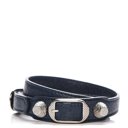 Balenciaga Agneau Arena Giant 12 Silver Hardware Triple Tour Bracelet S Bleu Obscur 9 of 16