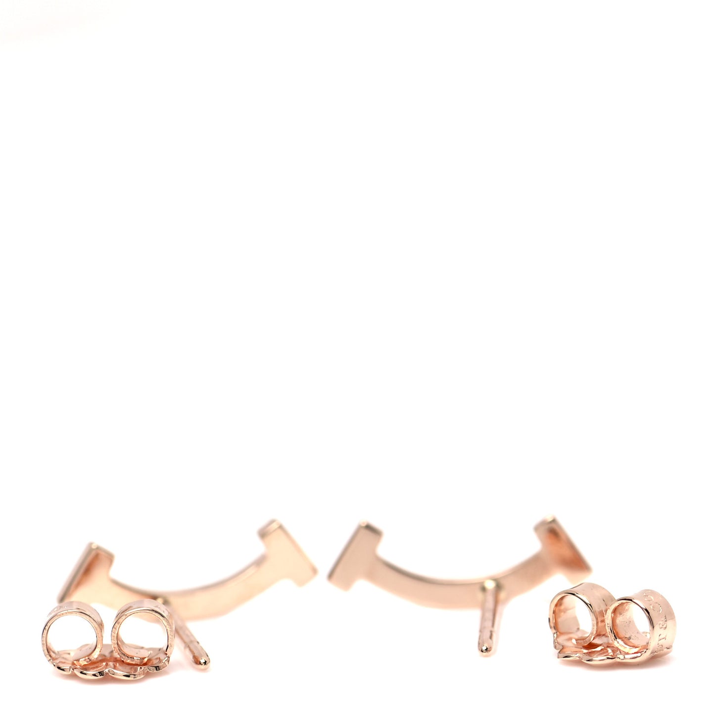 18K Rose Gold Diamond T Smile Earrings
