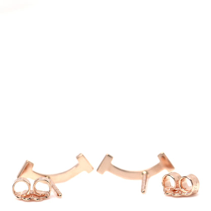Tiffany 18K Rose Gold Diamond T Smile Earrings 5 of 6
