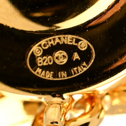 Chanel Metal Large Paris Button Clip On Earrings Gold 4 of 5