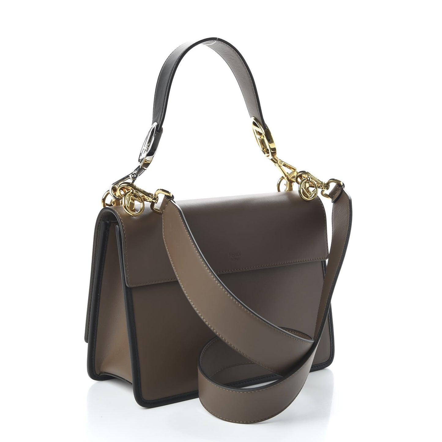 Vitello Century F is Fendi Bi-Color FF 1974 Embossed Kan I Shoulder Bag Maya Black