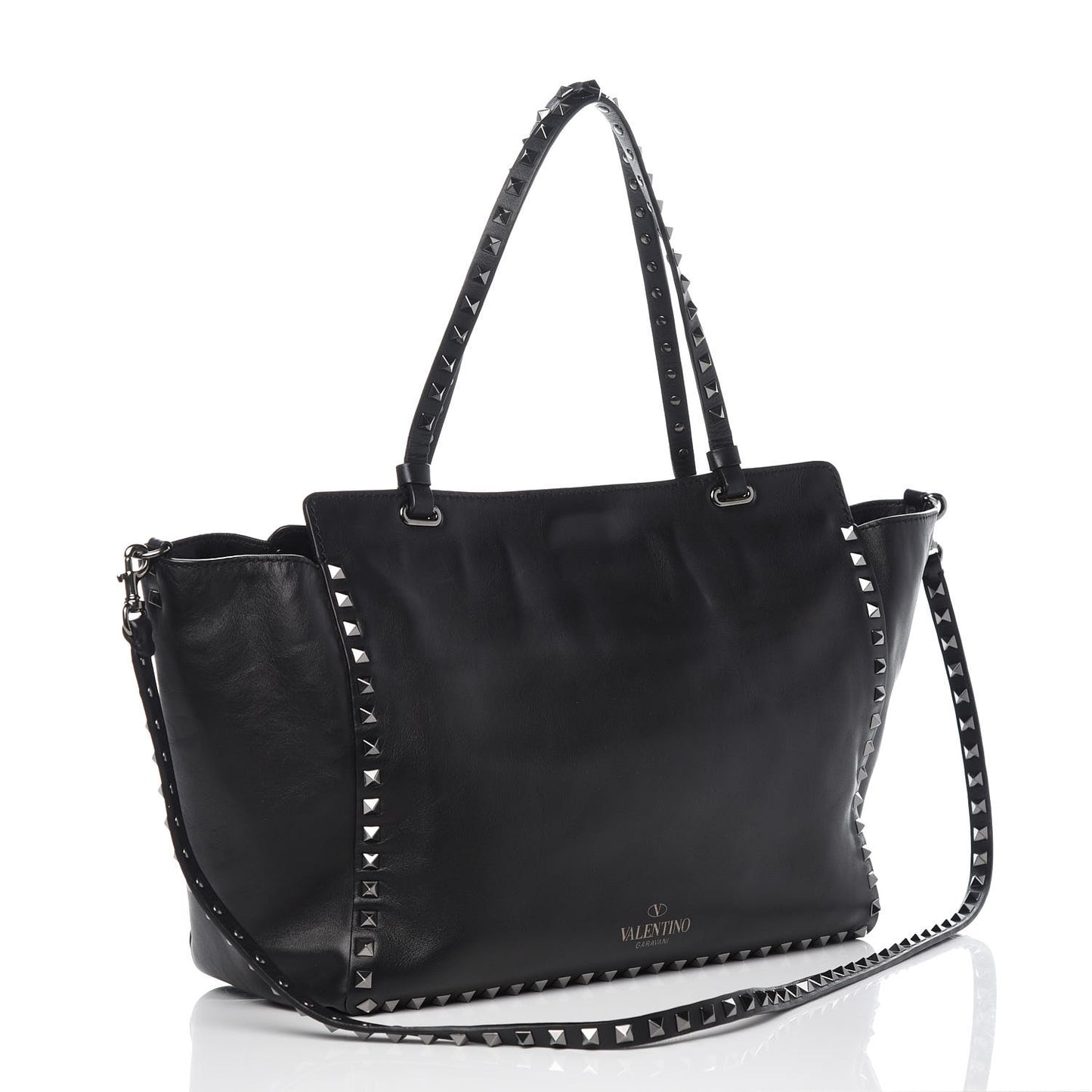 Vitello Medium Rockstud Tote Black