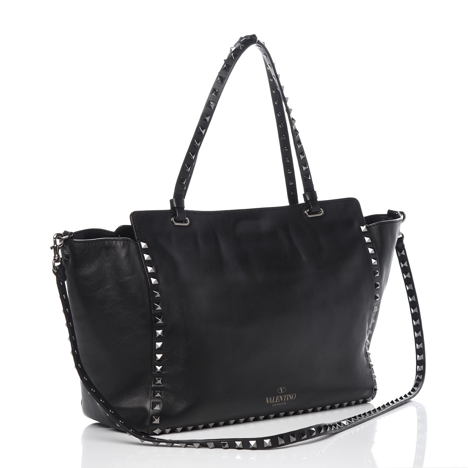 Valentino Garavani Vitello Medium Rockstud Tote Black 4 of 9