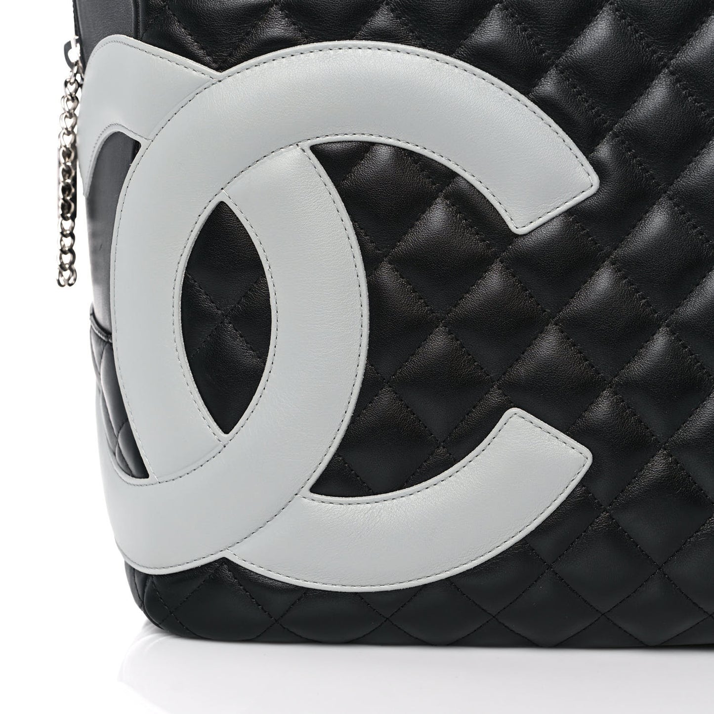 Calfskin Quilted Jumbo Cambon Bowler Black White
