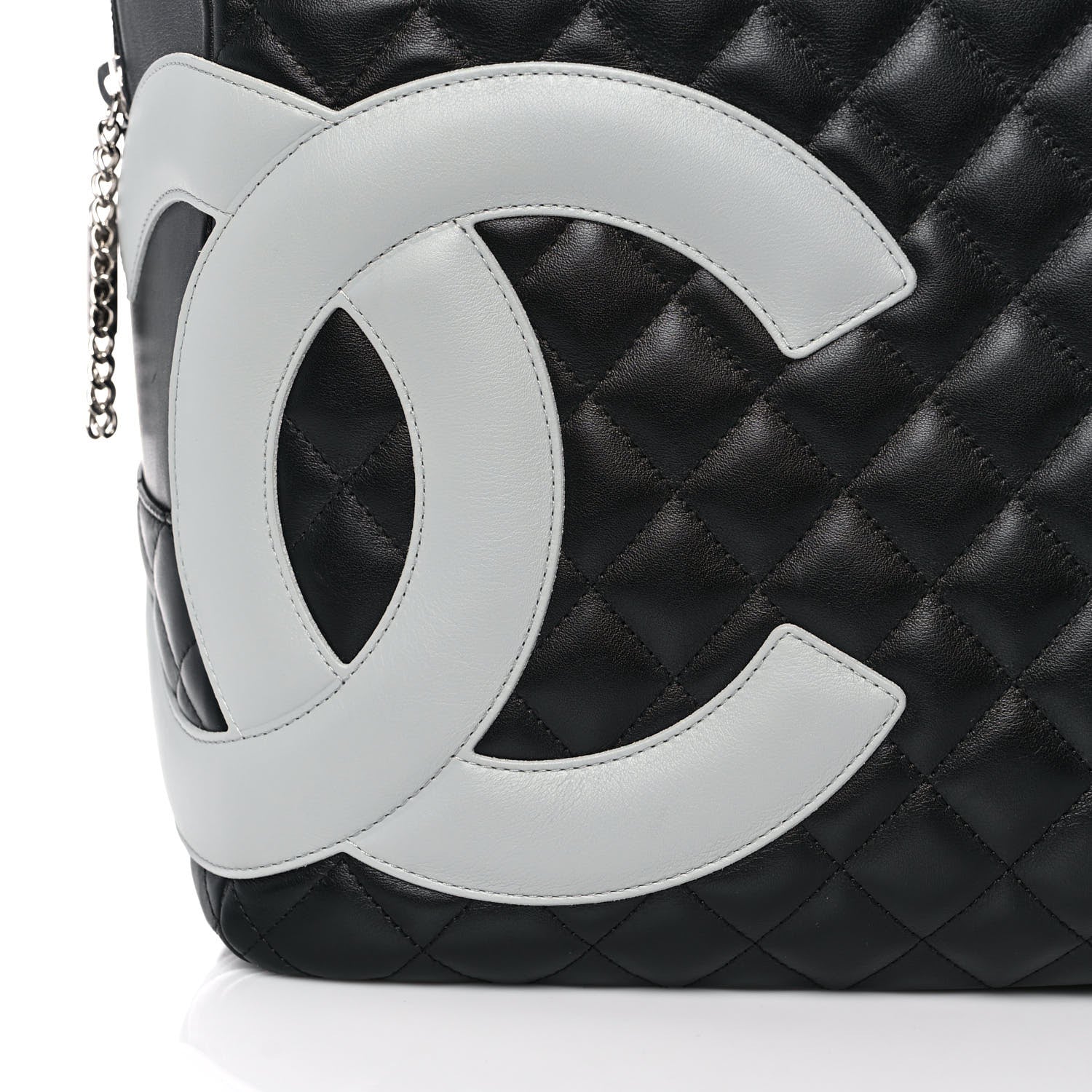 Chanel Calfskin Quilted Jumbo Cambon Bowler Black White 10 of 10