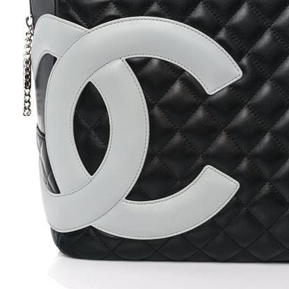 Chanel Calfskin Quilted Jumbo Cambon Bowler Black White 10 of 10