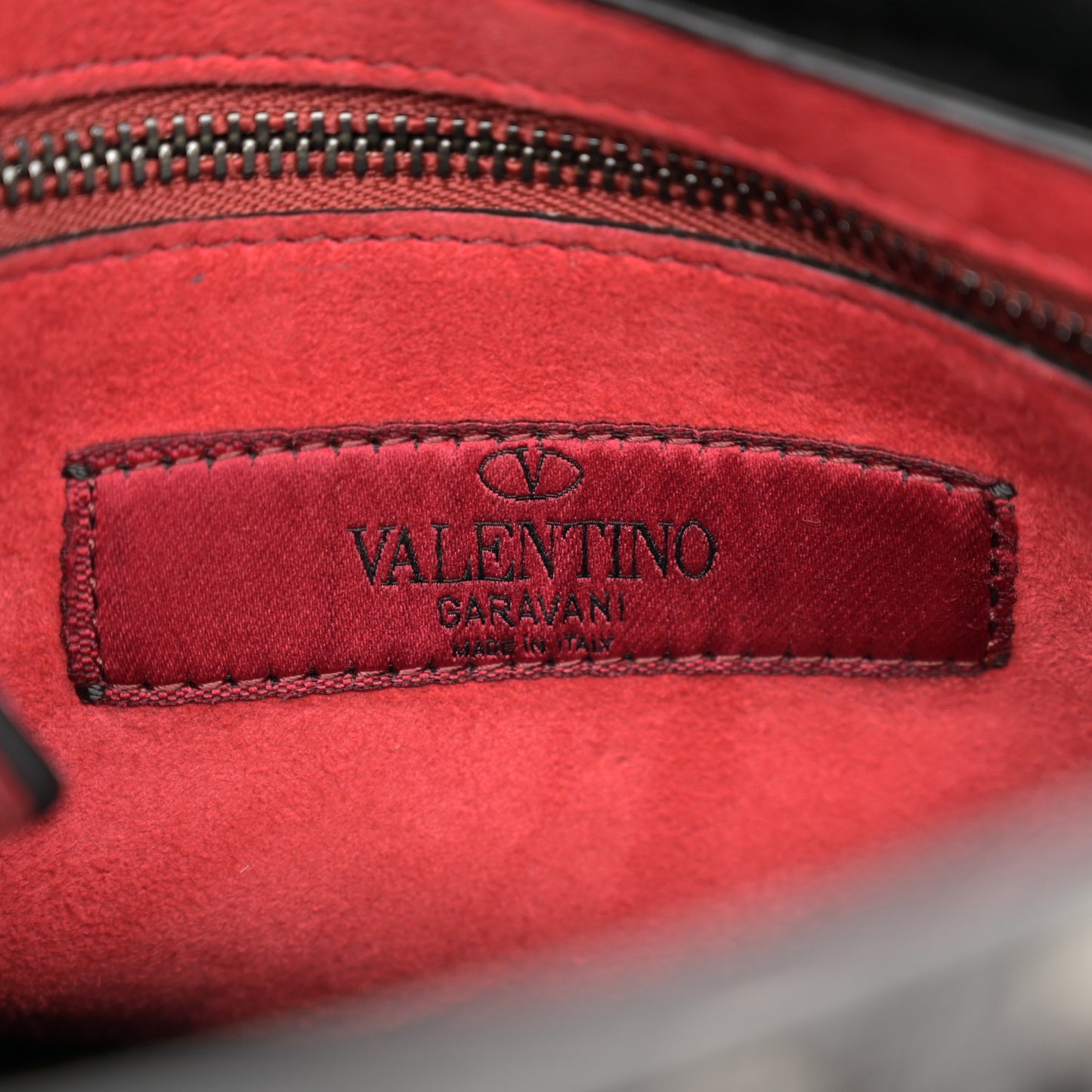 Craquele Nappa Medium Rockstud Spike Shoulder Bag Black