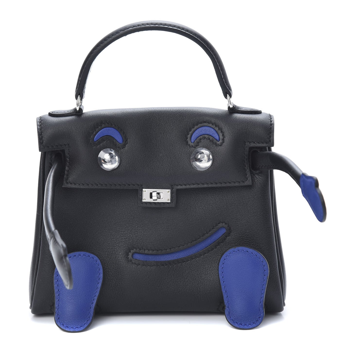 Swift Horseshoe Quelle Idole Kelly Doll Handbag Black Bleu Electrique