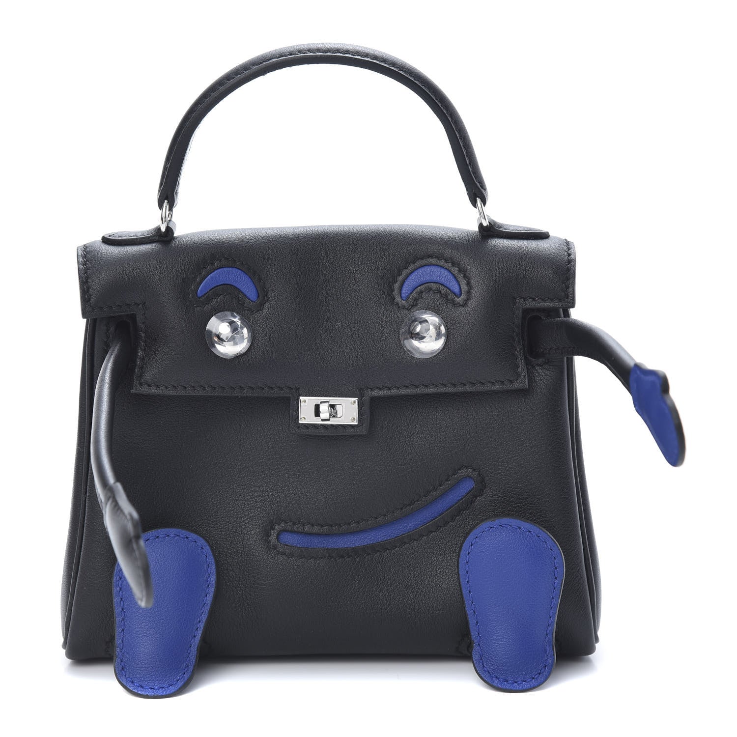 Hermes Swift Horseshoe Quelle Idole Kelly Doll Handbag Black Bleu Electrique 1 of 10
