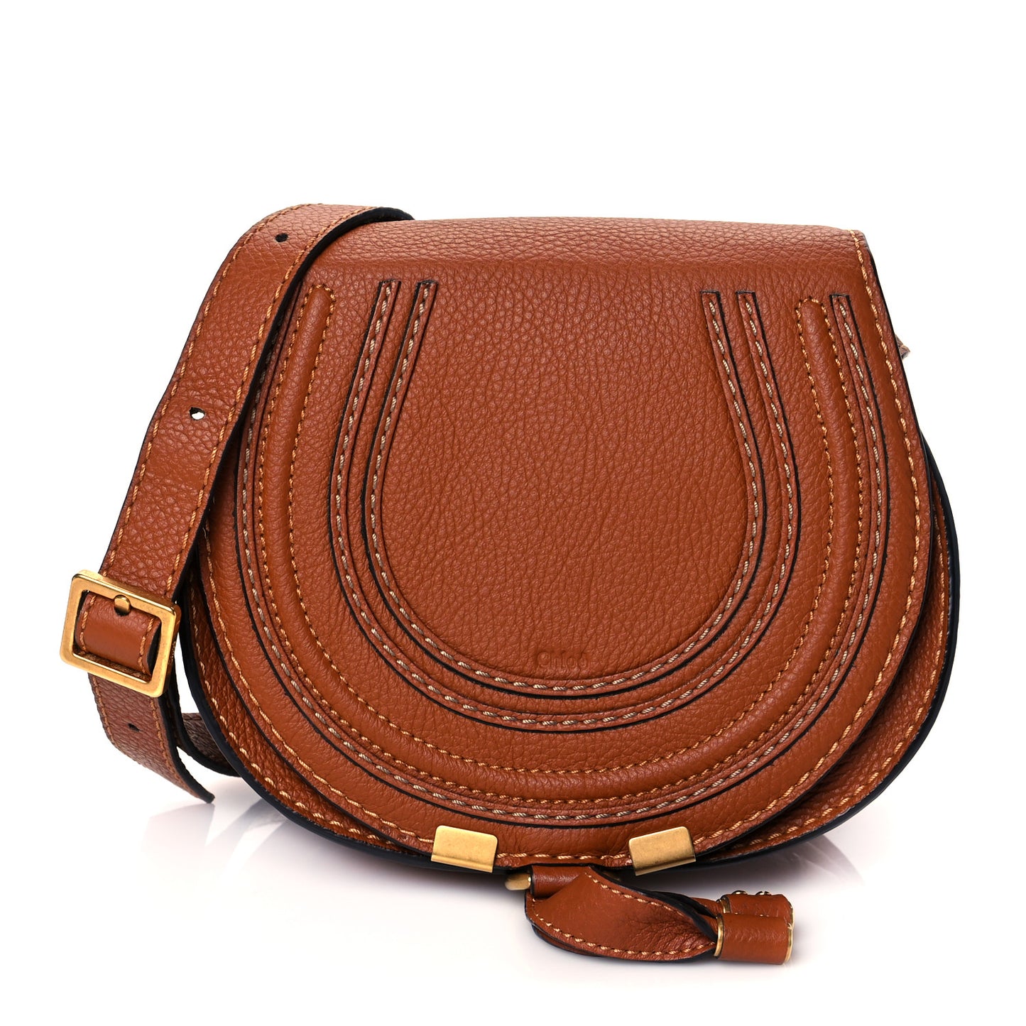 Calfskin Mini Marcie Round Crossbody Bag Tan