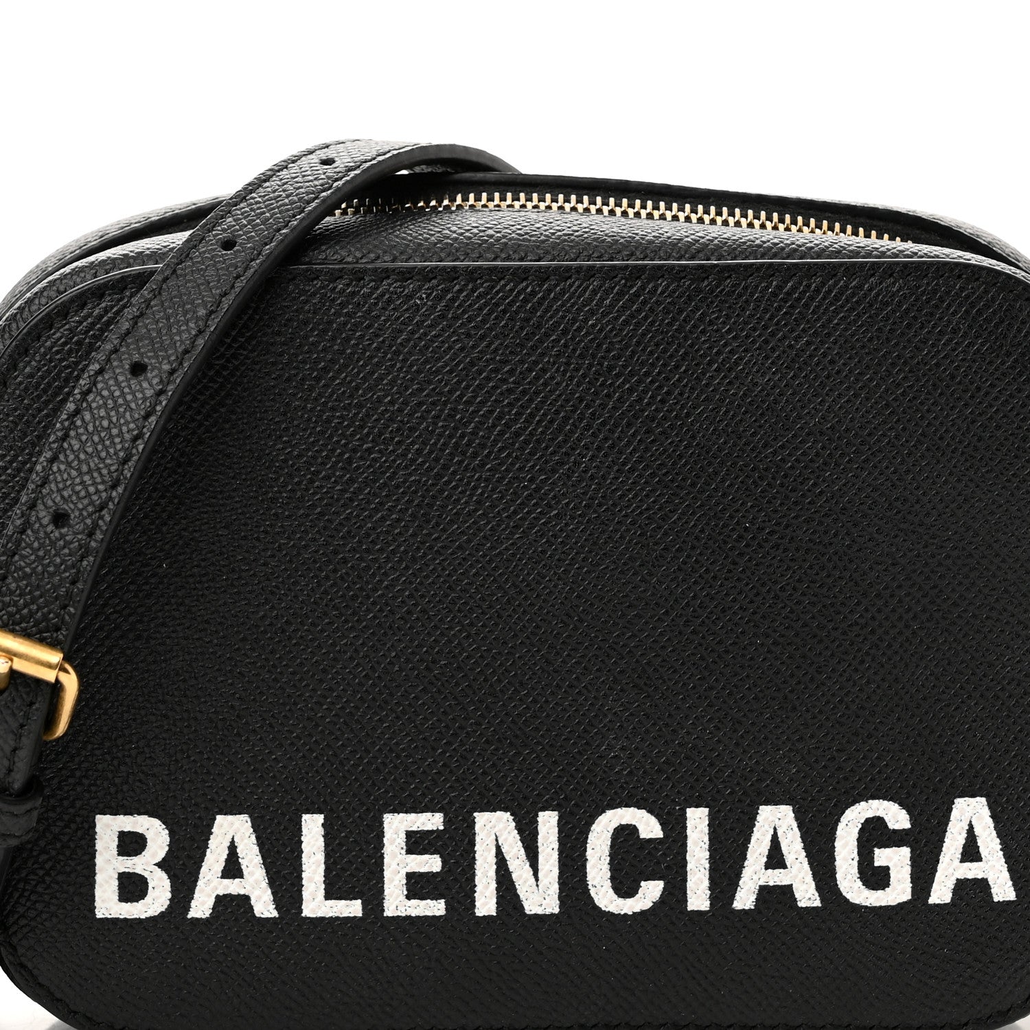 Balenciaga Signature Grained Calfskin Logo XS Ville Camera Bag Black White 7 of 10