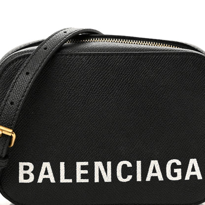 Balenciaga Signature Grained Calfskin Logo XS Ville Camera Bag Black White 7 of 10
