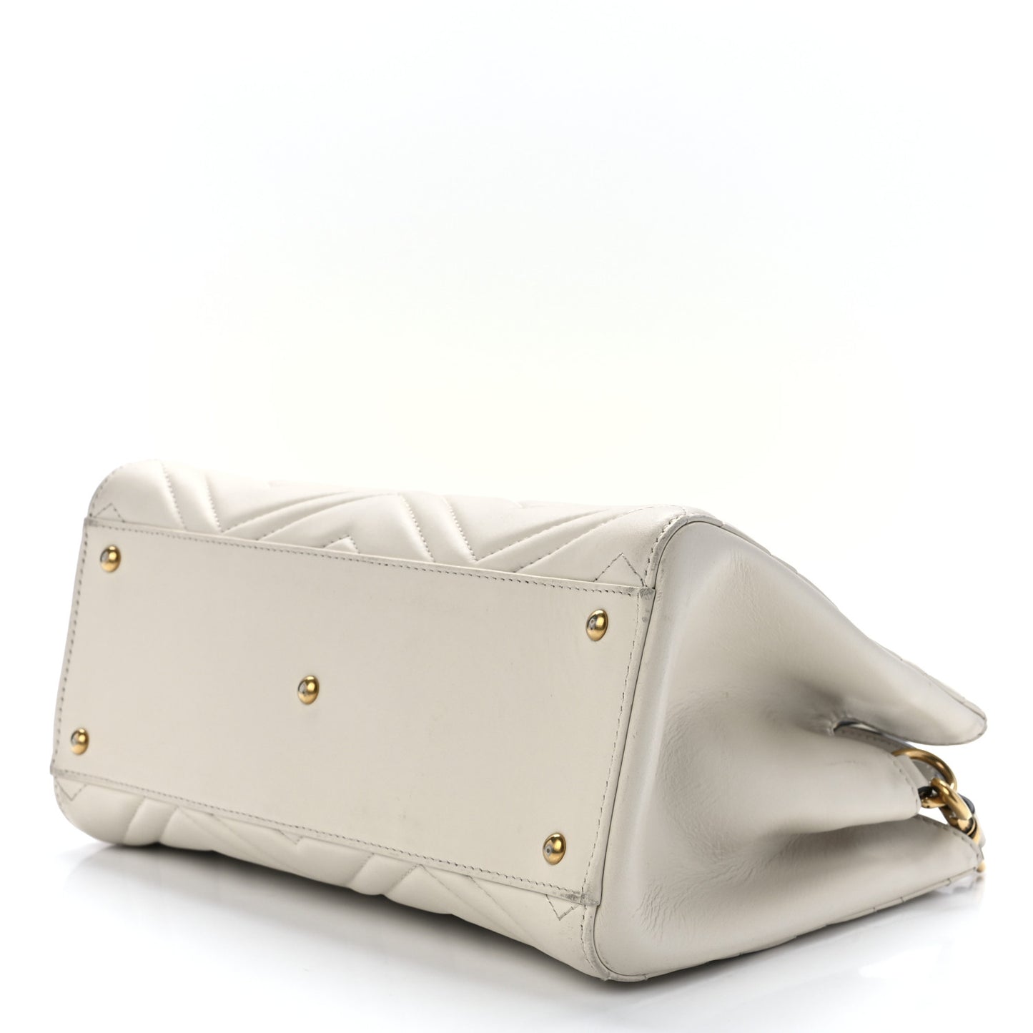 Calfskin Matelasse Small GG Marmont Tote White