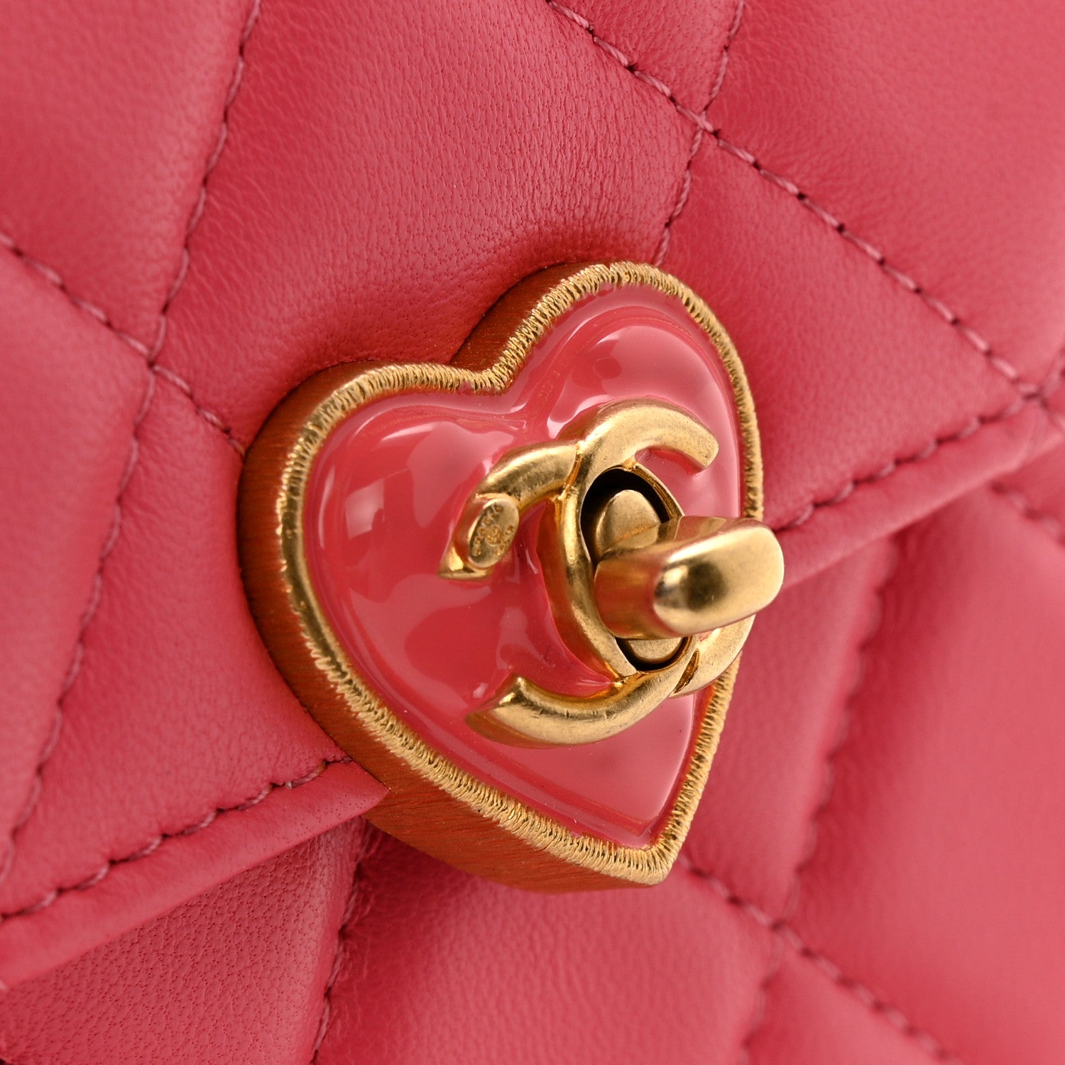 Chanel Lambskin Plexiglass Quilted Coco Love Clutch With Chain