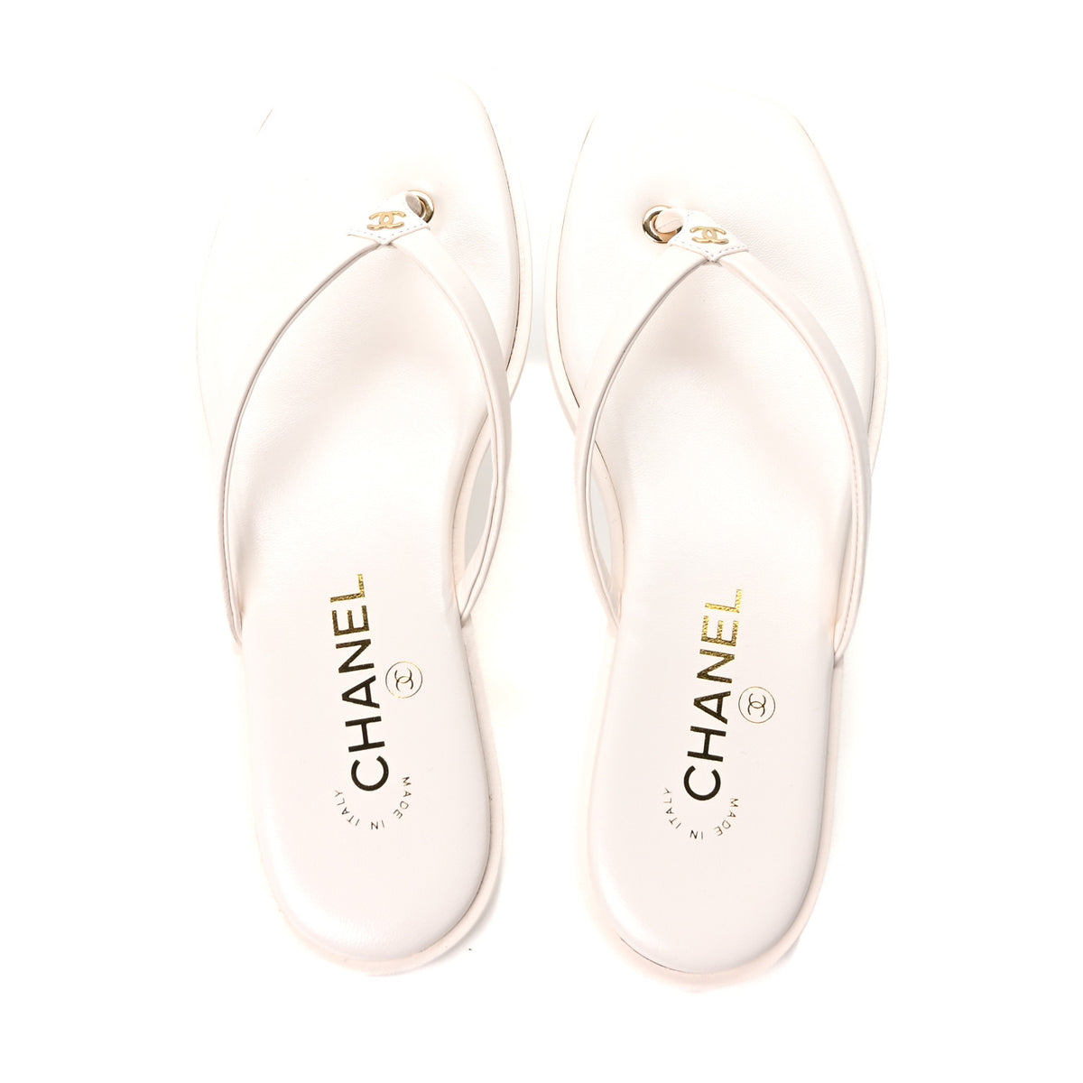Chanel Goatskin CC Times Square Thong Sandals 38 White 2 of 10